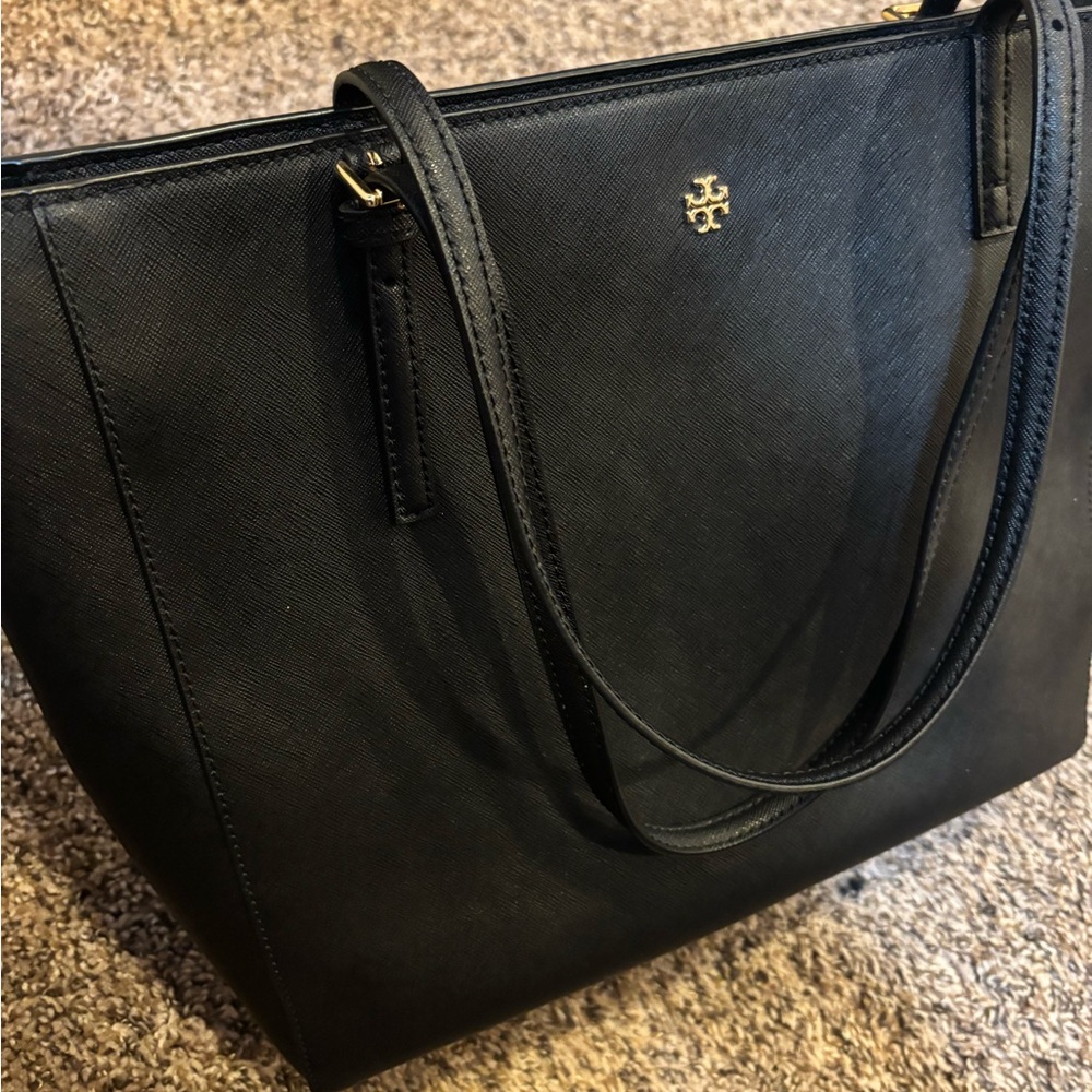 Tory Burch Black Leather Tote Bag